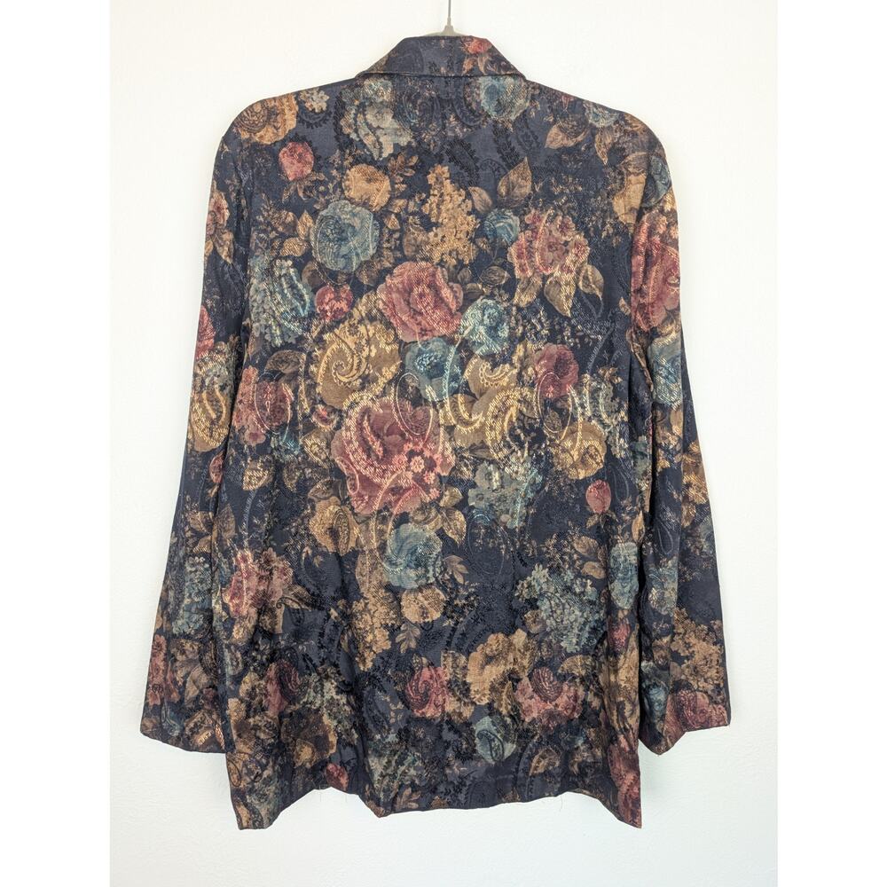 Vintage Jacket Metallic Floral Jacquard San Moire Whimsigoth Fairy Grunge Size M - Picture 5 of 10